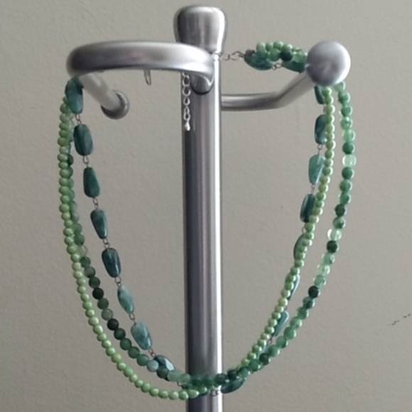 New York & Company Jewelry - Green Three-Strand Beaded Necklace